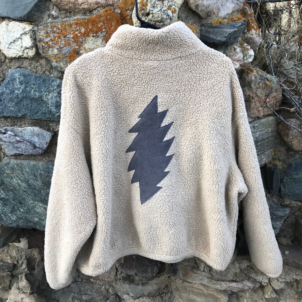 Grateful Dead Bolt Upcycled Crop Fleece Sweater